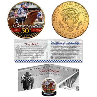 SECRETARIAT Triple Crown 50th Anniversary 24K Gold JFK Half Dollar